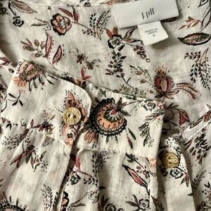 J Jill Floral Button-Up Blouse Size Small Cotton
